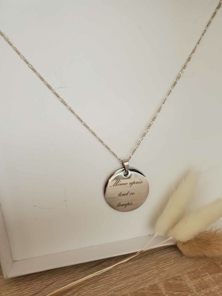 Pendentif, bijou, personnalisé, gravure