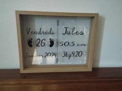 Cadre personnalisé de naissance avec prénom et date de naissance