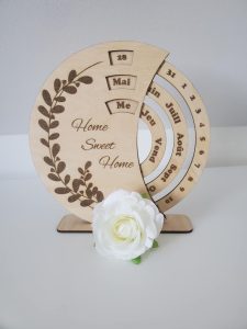 calendrier, gravure, bois, création, home, décoration