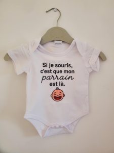 body personnalisé, personnalisation, parrain, drole, bébé