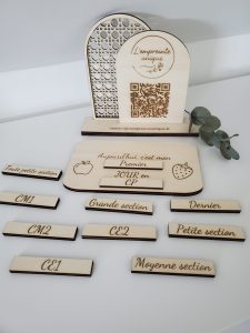 rentrée scolaire, cadeau, enfants, bois, école, gravure