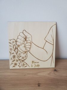 naissance, cadeau, bois, gravure