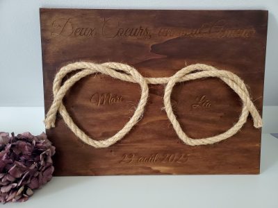 cadeau, mariage, bois, corde