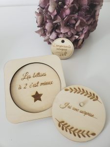 annonces, cadeau, bois, gravure, surprise, naissance, mariage