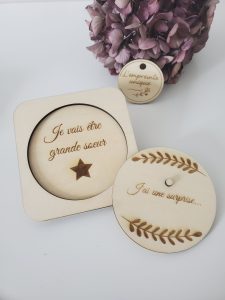 annonces, cadeau, bois, gravure, surprise, naissance, mariage