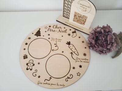 plateau, bois, noël, personnalisation