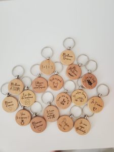 porte-clés, personnalisation, bois, message, cadeau