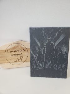 ardoise, geek, superhero, gravure