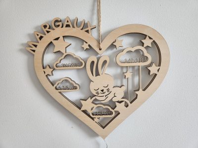 enfant, naissance, lampe, bois, veilleuse, famille, gravure, personnalisation