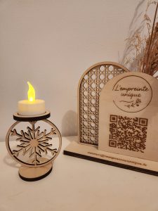 support, bougie, noël, décoration, bois