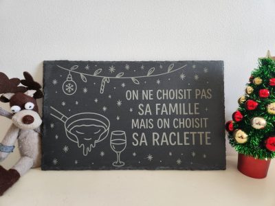 noël, ardoise, fun, raclette, plateau, décoration, cadeau