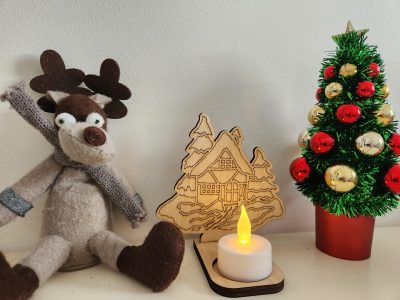 support, bougie, bois, noël