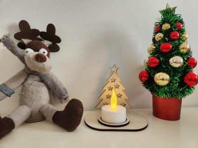 support, bougie, bois, noël