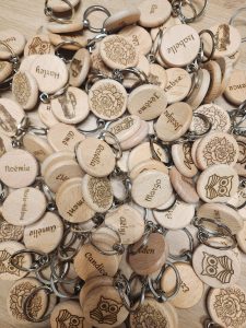 porte clés, école, bois, cadeau