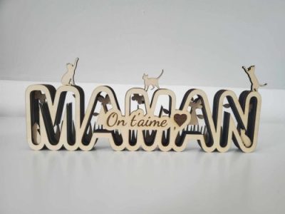 décoration, famille, bois, love, maman