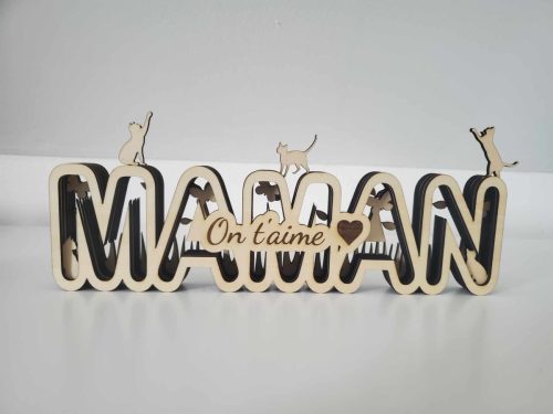 Cadeau en bois, création artisanale, fête des mères, maman